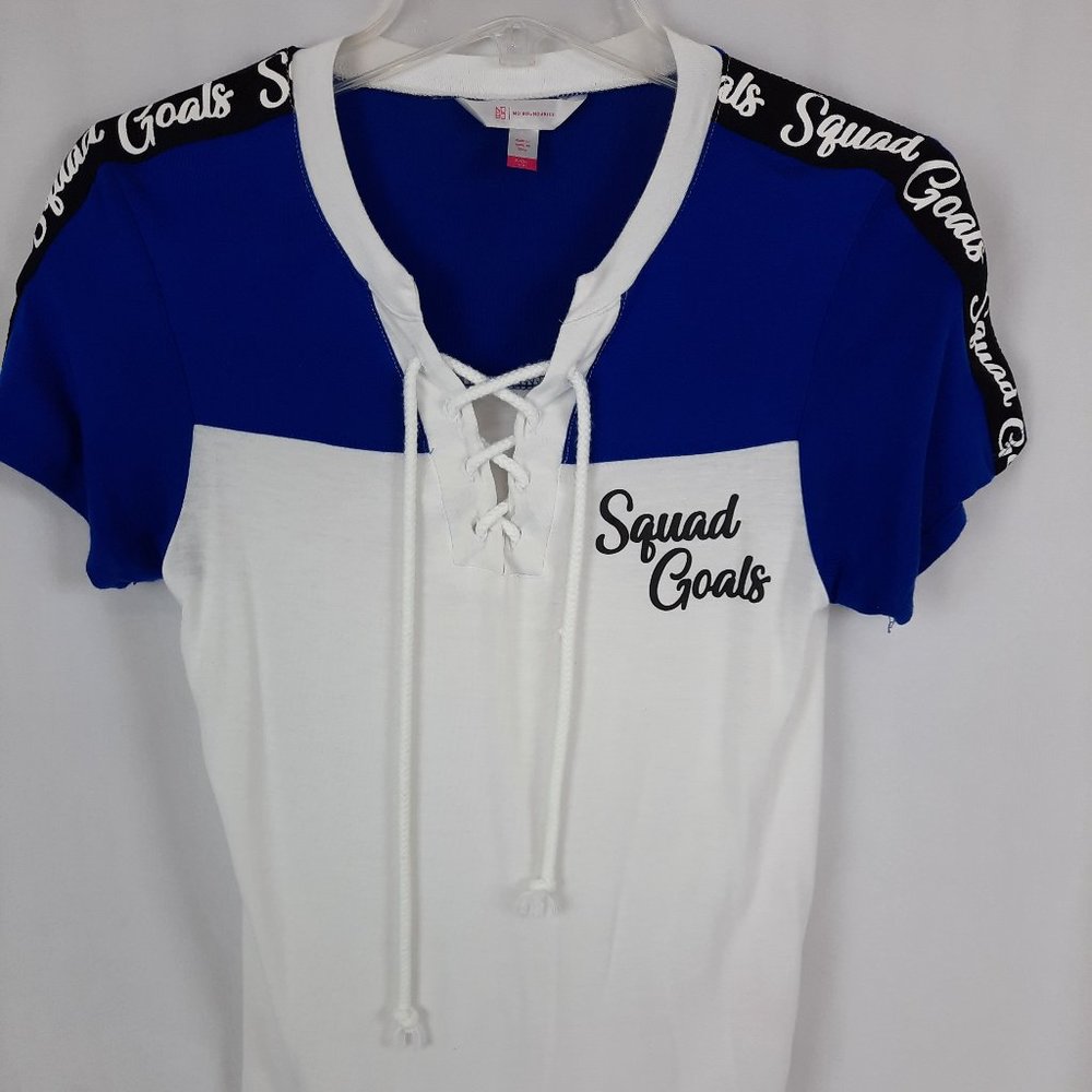 No Boundaries Squad Goals Lace Up Top, Size Small